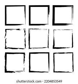 Brush squares. Dirty watercolor pattern. Edge frame. Vector illustration. Stock image.