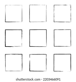 Brush squares. Hand drawn frame set. Design element. Vector illustration. stock image.