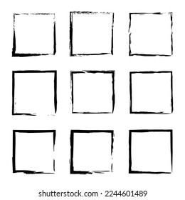 brush squares. Ink paint brush stain square. Grunge texture. Vector illustration. stock image.
