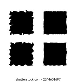 brush squares. Ink paint brush stain square. Grunge texture. Vector illustration. stock image.