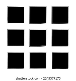 brush squares. Ink paint brush stain square. Grunge texture. illustration. stock image.