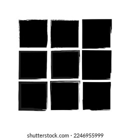 brush squares. Ink paint brush stain square. Grunge texture. Vector illustration. stock image.