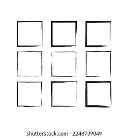 brush squares. Ink paint brush stain square. Grunge texture. Vector illustration. stock image.