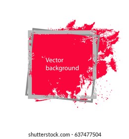 Brush stain in a square frame. Grunge elements. Vector illustration
