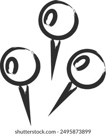 Brush stationery handwritten style icon thumbtack