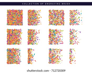 Brush stipple colored confetti pattern for design.