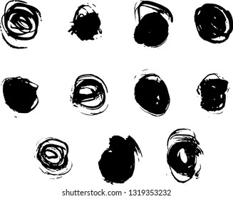 Brush stoke circle vector elements
