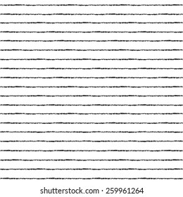 Brush stripes vector seamless pattern. Thin black stripes on white backdrop. Striped monochrome background.