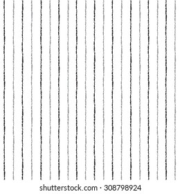 Brush stripes vector seamless pattern. Thin black and grey stripes on white backdrop. Striped monochrome background.