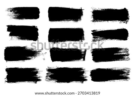 Brush strock texture grunge black paint stripe Text boxes for banner.