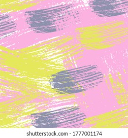 Brush stroke abstract background. Bright colorful grunge hand drawn pattern. Textured acrylic painting backdrop. Easy to edit template for your artwork. Vector illustration.