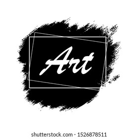 Brush stroke in an abstract banner frame. Black and white isolated illustration. EPS 10 vector.