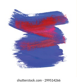 Brush stroke. Acrylic paint stain. Blue stroke of the paint brush isolated on white