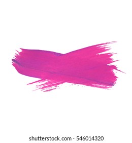 Brush Stroke. Acrylic Paint Stain. Pink Lilac Color Stroke of the Paint Brush Isolated on White. Vector Illustration Space for Text.