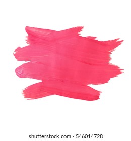 Brush Stroke. Acrylic Paint Stain. Pink Color Stroke of the Paint Brush Isolated on White. Vector Illustration Space for Text.