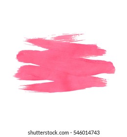 Brush Stroke. Acrylic Paint Stain. Pink Color Stroke of the Paint Brush Isolated on White. Vector Illustration Space for Text.