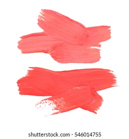 Brush Stroke. Acrylic Paint Stain. Pink Color Stroke of the Paint Brush Isolated on White. Vector Illustration Space for Text.