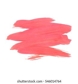 Brush Stroke. Acrylic Paint Stain. Pink Color Stroke of the Paint Brush Isolated on White. Vector Illustration Space for Text.