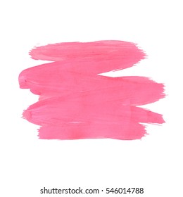 Brush Stroke. Acrylic Paint Stain. Pink Color Stroke of the Paint Brush Isolated on White. Vector Illustration Space for Text.