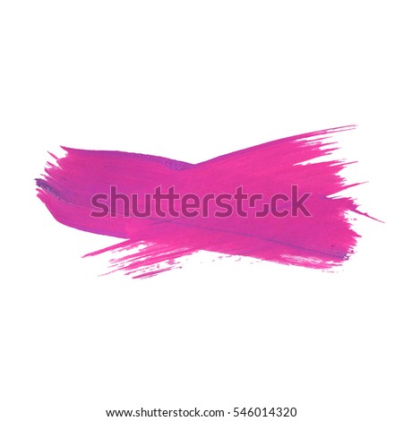 Brush Stroke. Acrylic Paint Stain. Pink Lilac Color Stroke of the Paint Brush Isolated on White. Vector Illustration Space for Text.