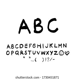 Brush stroke alphabet fonts. Sumi-e hand drawn art doodle Typography creative font. Vector isolated illustration. ABC2