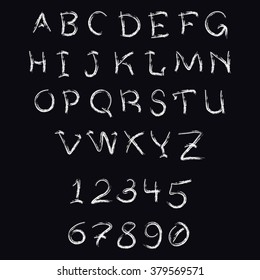 Brush stroke alphabet. Hand drawn capital letters. Vector illustration 10 EPS