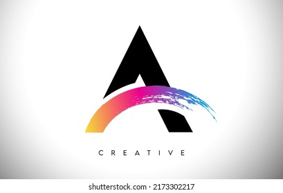 A Brush Stroke Artistic Letter Logo Design with Creative Modern Look and Vibrant Colors Vector Illustration.