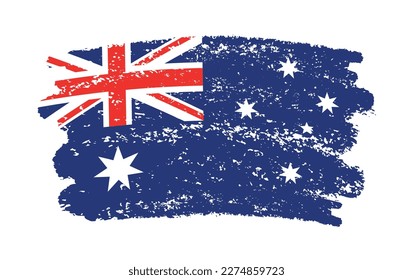 Brush stroke Australia flag.Flag of Australia in grunge style.