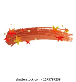 Brush stroke and autumn leaves, vector frame illustration