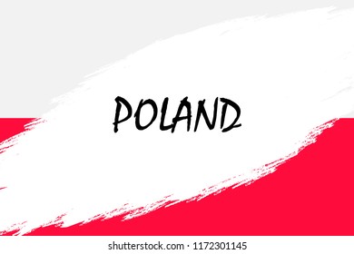 Brush stroke background with Grunge styled flag of Poland