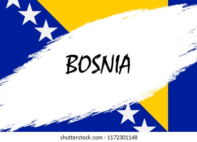 Brush stroke background with Grunge styled flag of Bosnia