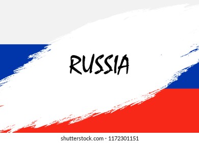 Brush stroke background with Grunge styled flag of Russia