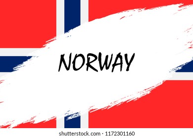Brush stroke background with Grunge styled flag of Norway