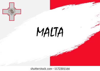 Brush stroke background with Grunge styled flag of Malta