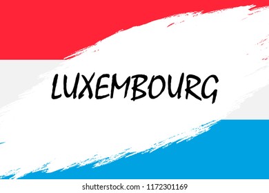 Brush stroke background with Grunge styled flag of Luxemburg