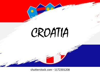 Brush stroke background with Grunge styled flag of Croatia