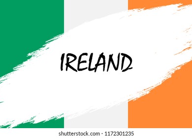 Brush stroke background with Grunge styled flag of Ireland