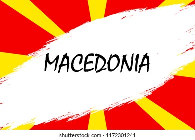 Brush stroke background with Grunge styled flag of Macedonia