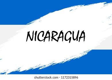Brush stroke background with Grunge styled flag of Nicaragua