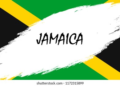 Brush stroke background with Grunge styled flag of Jamaica