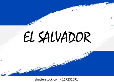 Brush stroke background with Grunge styled flag of El Salvador