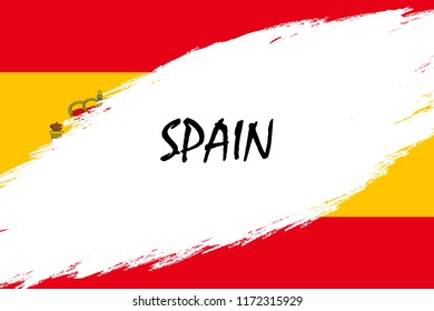 Brush stroke background with Grunge styled flag of Spain