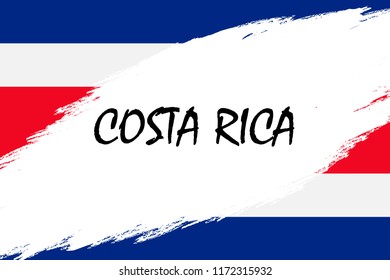 Brush stroke background with Grunge styled flag of Costa Rica
