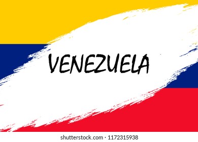 Brush stroke background with Grunge styled flag of Venezuela