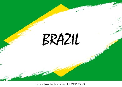 Brush stroke background with Grunge styled flag of Brazil