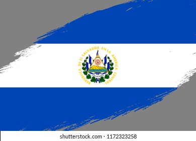 Brush stroke background with Grunge styled flag of El Salvador