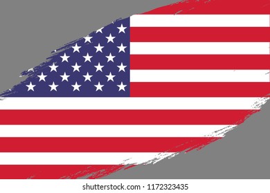 Brush stroke background with Grunge styled flag of United States