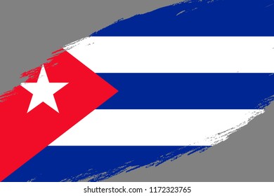 Brush stroke background with Grunge styled flag of Cuba