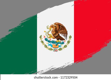Brush stroke background with Grunge styled flag of Mexico