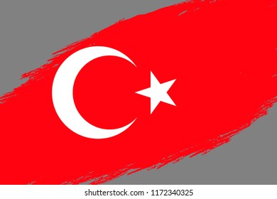 Brush stroke background with Grunge styled flag of Turkey